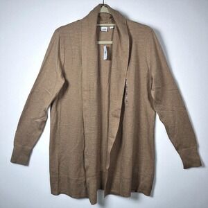 GAP Women's Medium M Tan Open Front Cardigan‎ Knit 100% Cotton Lightweight NWT